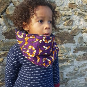 snood enfant wax etoiles violettes