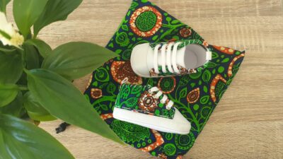 basket bebe wax vert fleuri
