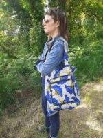 tote bag fleur de mariage bleu