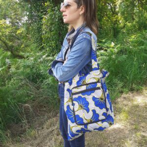 tote bag fleur de mariage bleu