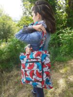 tote bag pliable fleur de mariage turquoise