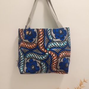 sac cabas wax bleu argente