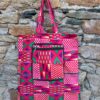Tote-bag pliable "kente" - rose